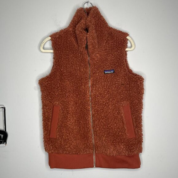 Patagonia Jackets & Blazers - Patagonia Vest Womens Small Orange Dusty Mesa Fleece Full Zip High Pile Pockets